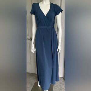 Bobeau Blue Wrap Midi Dress Size XS